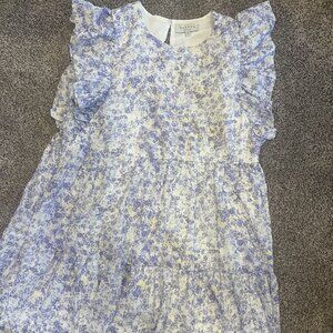 Hayden Lavender Floral Ruffle Sleeve Tiered Dress Size Medium